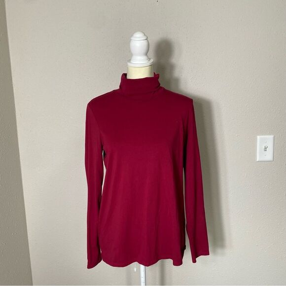 J.Jill Pure Jill Relaxed Basic Turtleneck In Maroon/Red Women's Size Small - Picture 7 of 15